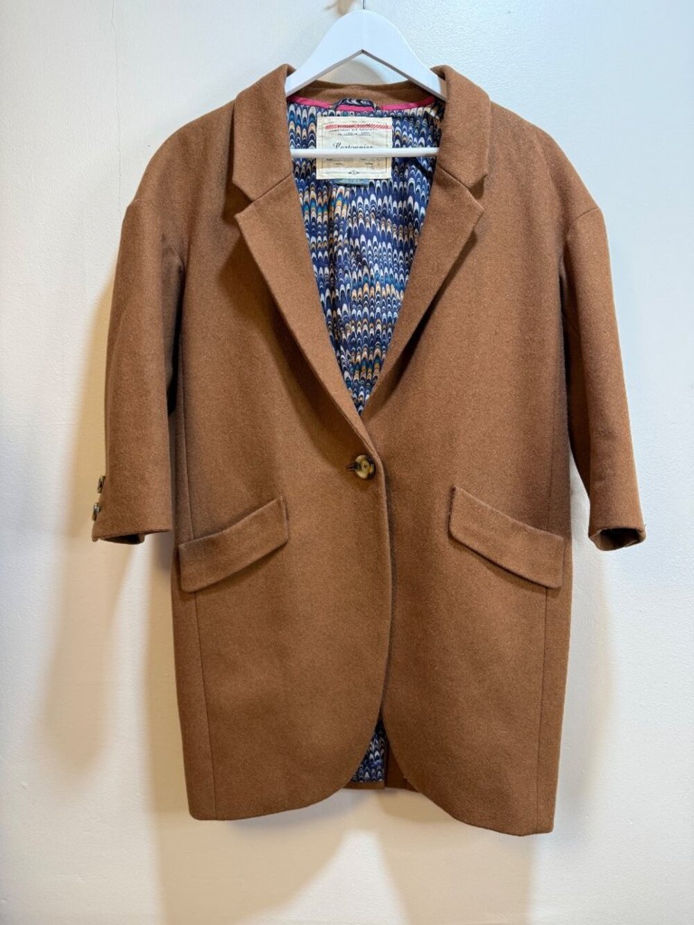 Cartonnier Brown Wool Blend Jacket Tailored Moody Professor Classic Tan Camel